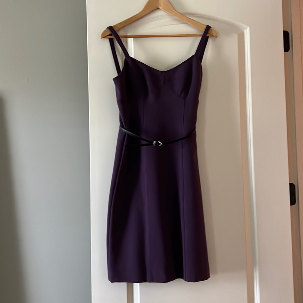 Purple fitted knee length dress